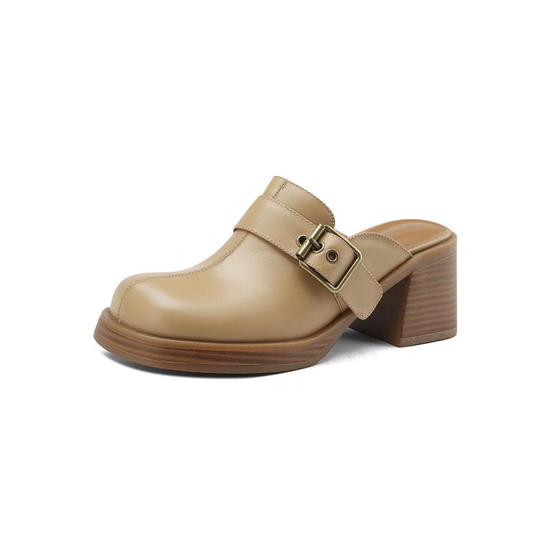 2024 Новые женские туфли-лодочки из натуральной кожи высокого качества, модные тапочки с пряжкой, женская обувь на весну и лето для офиса и дам, повседневная обувь