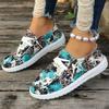 Мода 2024 Женские кроссовки Печать Холщовые Легкие Кроссовки Без Застежек Дышащие Мокасины Повседневная Обувь для Женщин