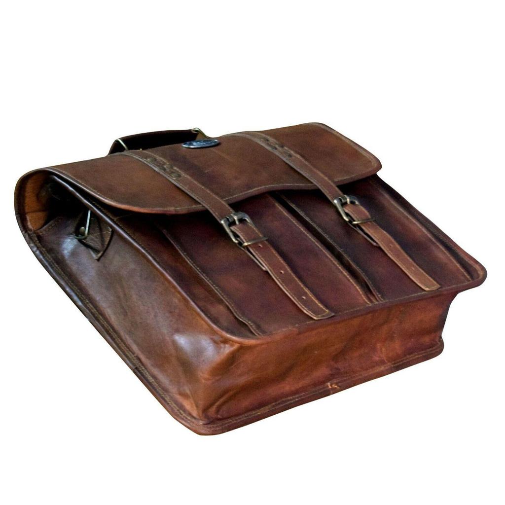 Винтажная сумка-портфель из козьей кожи, натуральная сумка для ноутбука, коричневая сумка-портфель