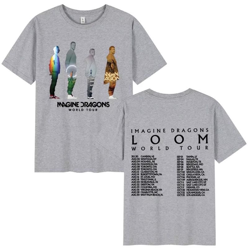 Imagine Dragons Loom World Tour 2024 T Shirts Hip Hop Rock Band Vintage Tshirt Fans Gift Cotton Loose Short Sleeve T Shirt