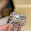 Французский бант, жемчужное кольцо, женское, регулируемое, холодный ветер, темперамент, полный бриллиантовых колец