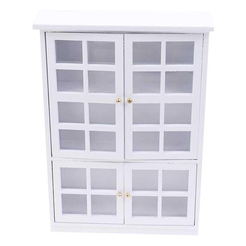 1/12 Dollhouse Miniature Furniture White Kitchen Dining Cabinet Display Shelf