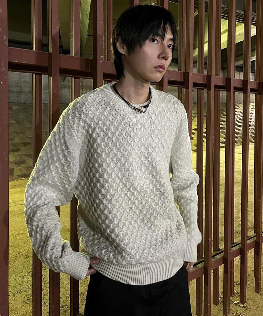 INTEMPOMOOD Croffle Round Neck Knit_Ivory