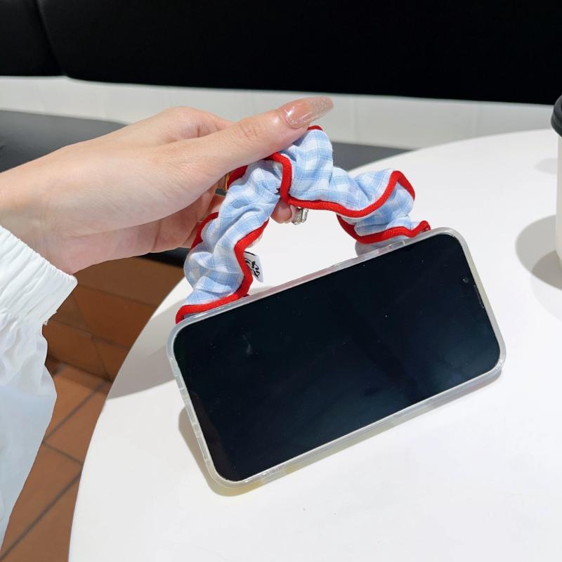 Ins Blue Plaid Anti-fingerprint Wristband for Iphone16promax Apple 17 Mobile Phone Case Ultra-thin