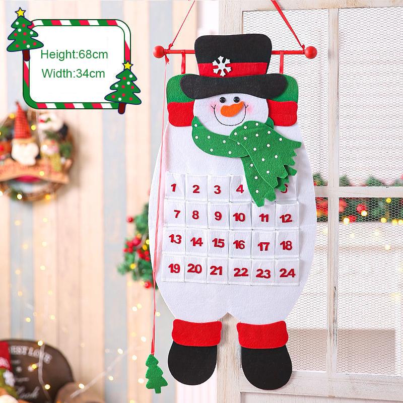 Рождественские украшения с оленями, календарь обратного отсчета, старик, настенная атмосфера, снеговик