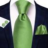 Silk Mens Tie Set Necktie Pocket Square Cufflinks Optional Wedding Party Office