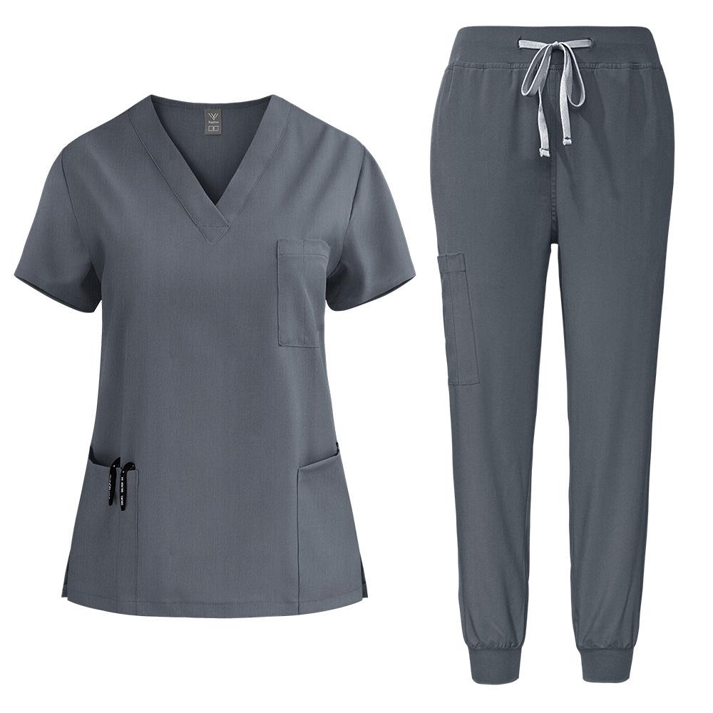 Unisex Quick-Dry Stretch Scrub Suit - Short Sleeve for Medical Professionals
