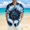 Мужская модная свободная пляжная рубашка с коротким рукавом и принтом тай-дай