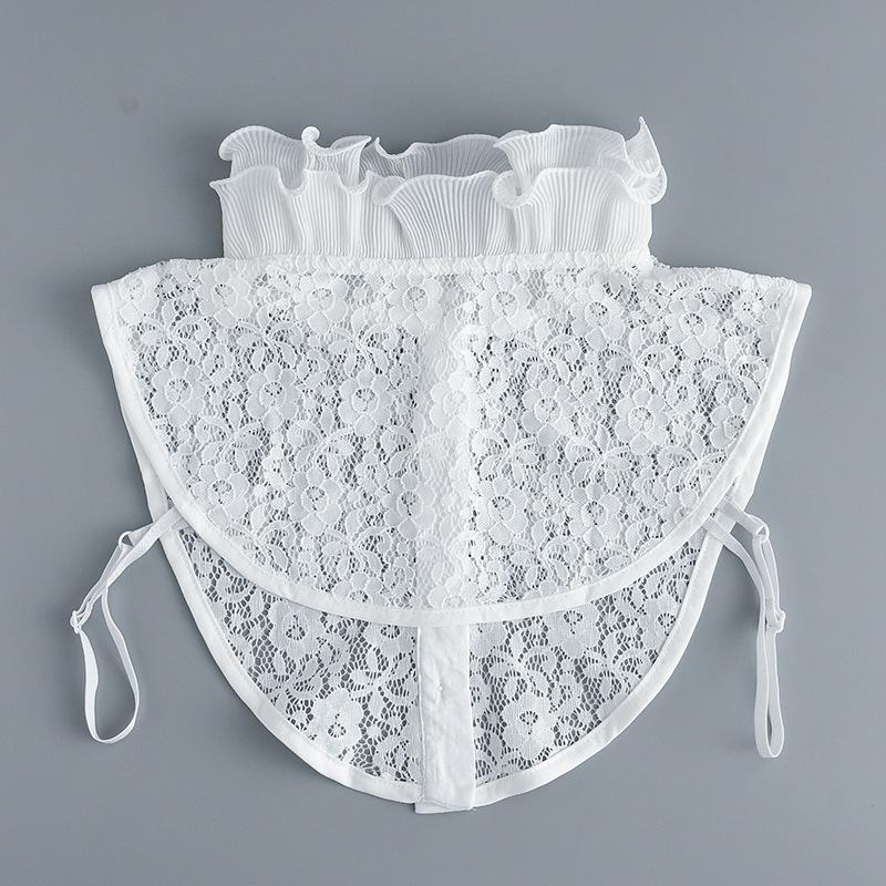 Women Embroidery Lace Floral Fake Collar Half Shirt Stand Detachable Lapel Collar Decoration Blouse Tops Ruffles False Collar