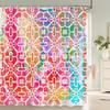 1 Pc Watercolor Geometry Printed Shower Curtain Home Bathroom Decoration Printing Polyester Fabric Bath Curtains With Hooks