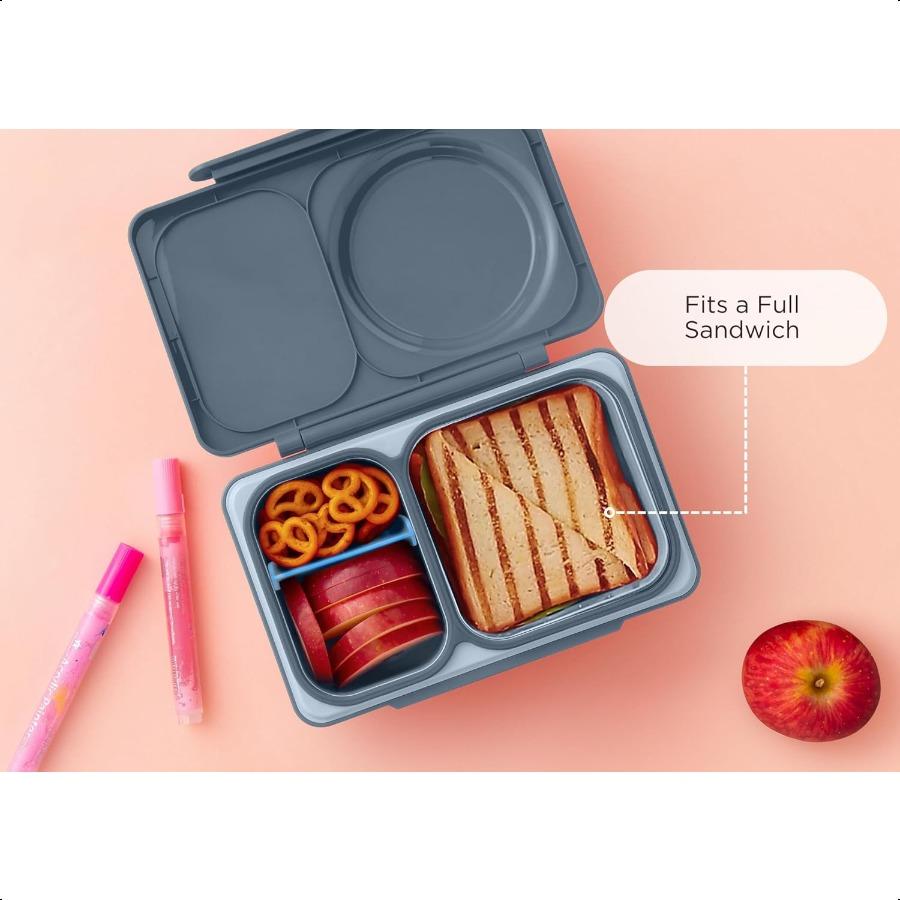 OmieBox UP Bento Box for Insulated Lunch Box Leak Proof Food Jar Cooler Ice Pack 2 Compartments Graphite