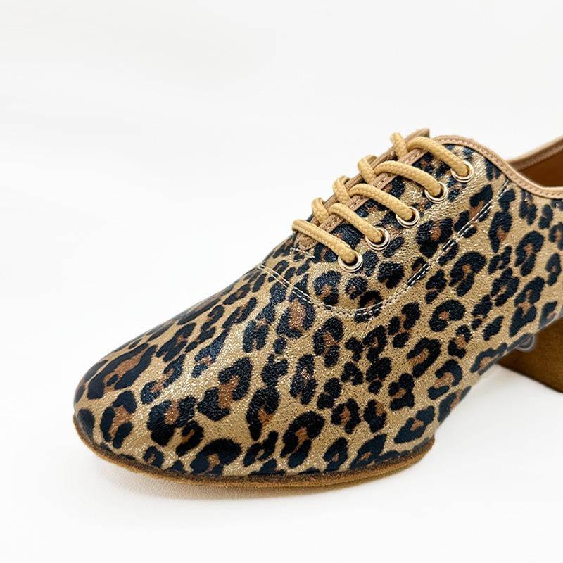Модные новые материалы Танцевальная обувь Трехмерный леопардовый принт Взрослые женщины Для помещений Мягкая подошва Латиноамериканские танцы Учитель Танцевальная обувь