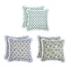 2 Piece Romantic Floral Print Pillow Covers With Ruffled Trim Soft Polyester Square Cushion Case for Living Room Bedroom