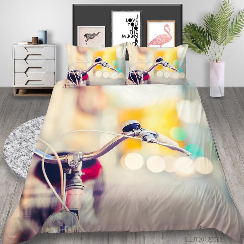 3D Bedding Set Vehicle Pattern Quilt Cover and Pillowcase 2 or 3 Pieces of Aircraft or Bicycle Printed Full-size Washable and Comfortable Bedding