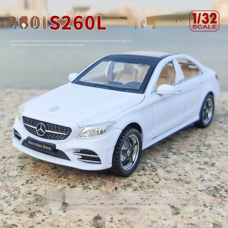 1:32 Модель автомобиля Mercedes-Benz C260L С инерционным механизмом Акусто-оптическая Сплав Литой металл Игрушки Автотовары Модель для детей мальчиков A54