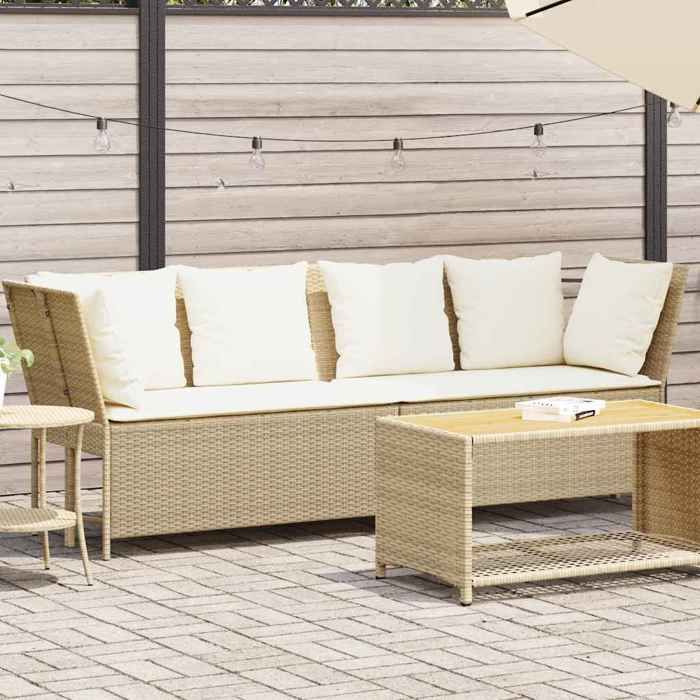 VidaXL Garden Sofa with Beige Cushions Braided Resin, Outdoor Sofa, Garden Loveseat, Outdoor Furniture, 4104125