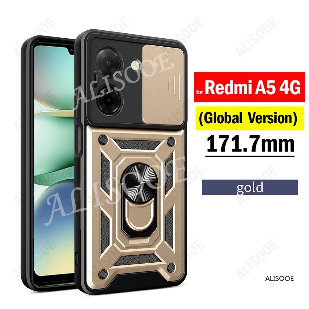 Ударопрочный бронированный чехол для Xiaomi Redmi A5 4G со шторкой для защиты камеры и кольцом-подставкой