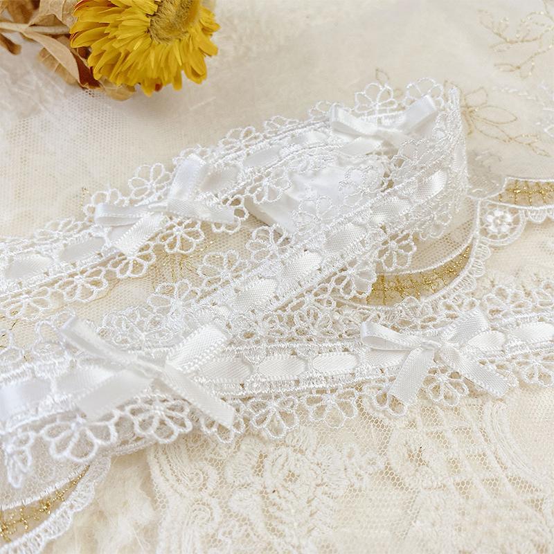 1 ярд Кружевная тесьма с бантом Вышивка Декоративное кружево Тканая лента DIY Поделки Кружево для юбки Аксессуары Отделка Аксессуары 2,8 см шириной