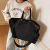 Canvas Bag Women's Large Capacity Crossbody Bag Student Class Solid Color Commuter Shoulder Bag