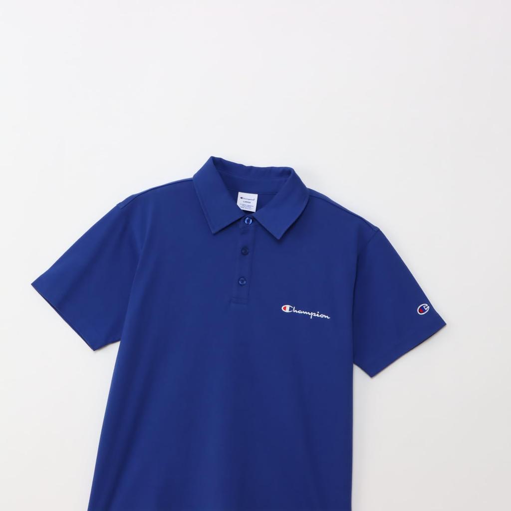 Champion Script Logo Embroidered Basic Polo Short Script Logo Embroidered Polo Shirt XL Shirt, Sleeve, 100% Cotton, C3-X361Z, Men's, Blue,