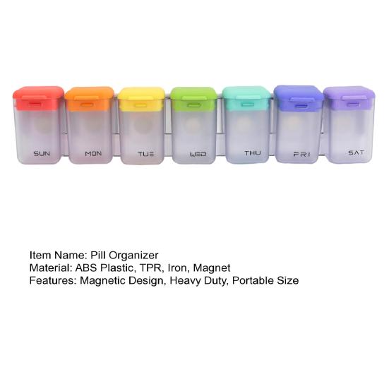 Магнитный еженедельный органайзер для таблеток, портативный дорожный футляр для таблеток, дозатор лекарств для ежедневного приема