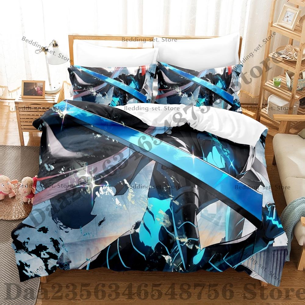Comforter Solo-Leveling Three-Piece Set Sung Jin-Woo Bedding Set Single Twin Full Queen King Size Bed Set Bedroom s Anime
