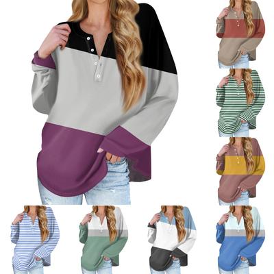 Женская новая модная футболка с длинными рукавами и воротником на пуговицах, тонкий топ, повседневные топы