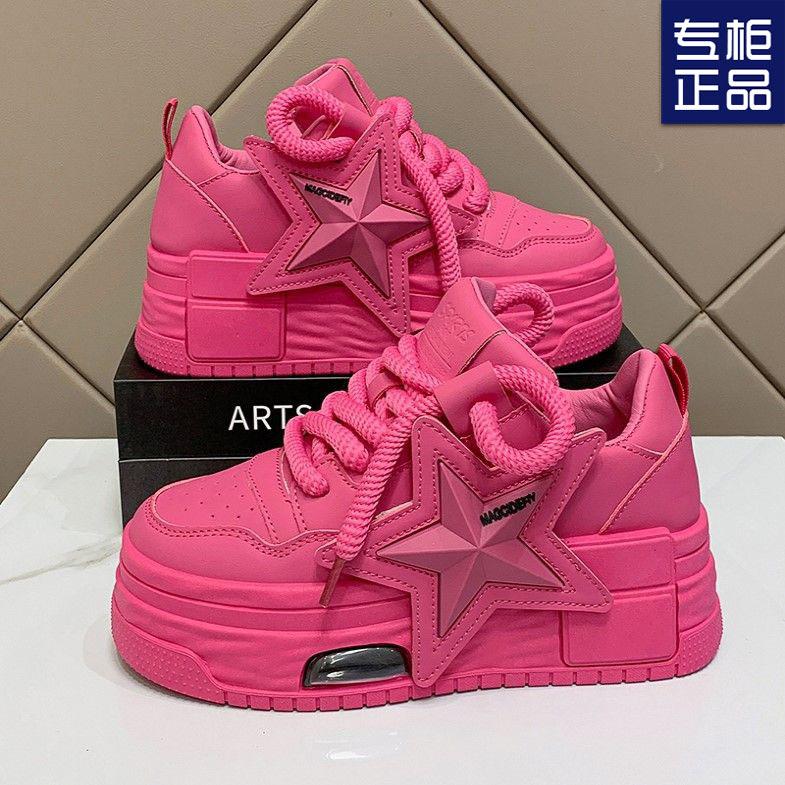 Европейские звездные шнурованные туфли на толстой подошве-маффин, повседневные, весна-осень, новые, супер-огненные туфли