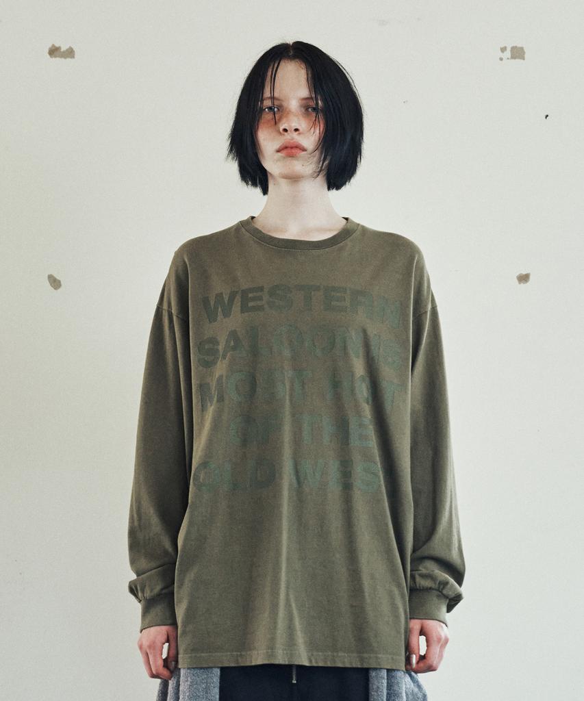 THEVINYLHOUSE Old West Typo Ls Tee Olive