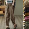 Spring and Autumn Literature and Art Retro Cotton Corduroy Harem Pants Women's Elastic Waist Slimming Women's Pants Casual Velvet Trousers