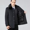 Lapel Men's Middle-aged and Elderly Knee-length Extended Wool Woolen Coat Removable Down Jacket Lining Real Fur Collar Coat