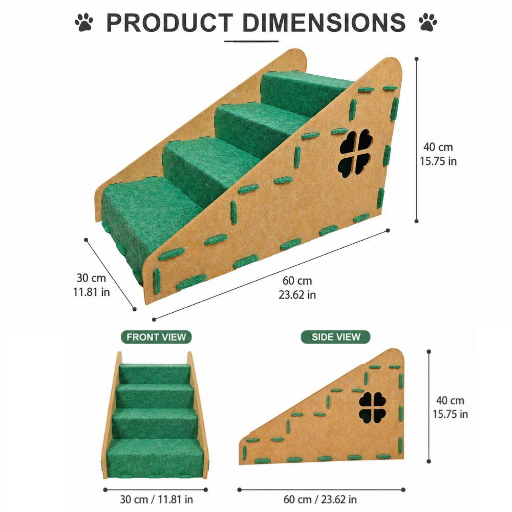 3-in-1 Pet Ramp Stairs Premium Felt Cat Scratching Board Sturdy Cat Bed House Cat Supplies