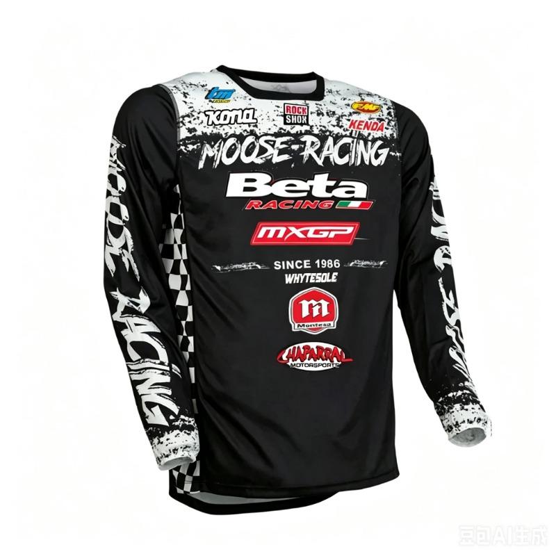 2026 Vintage Motorrad  Motorcycle Long Sleeve T-shirt White Black Red Blue Stripe Racing Jersey Quick Dry Outdoor Sport Shirt