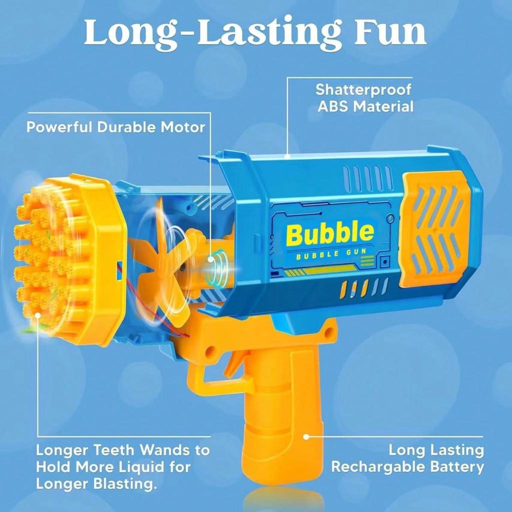 Детский пистолет с пузырями, Электрический пистолет-пулемет для пузырей, Подходит для детей старше 3 лет, Подарок для вечеринки, Летняя игрушка, Без батареек и жидкости