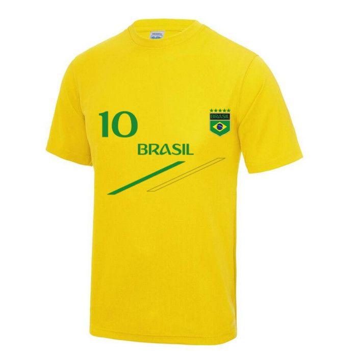 T-shirt Foot Brésil Jaune mixte – Maillot Sport Supporter 10 - - Jaune