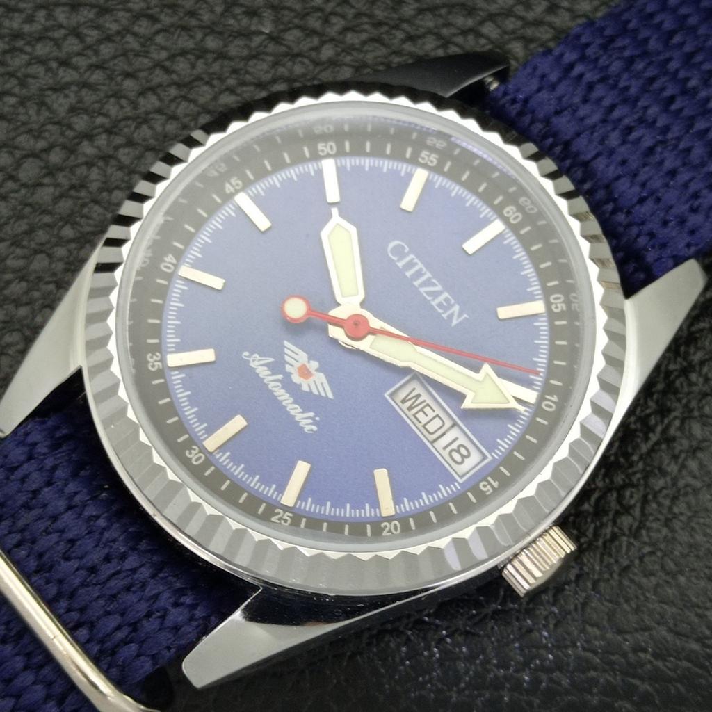 REFURBISHED CITIZEN AUTOMATIC 8200 JAPAN MENS DAY&DATE BLUE DIAL WATCH a432565-2 R112-a432565