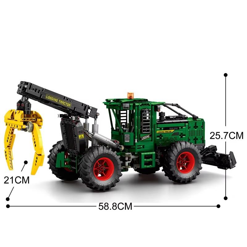 1741PCS RC Timber Tractor Building Blocks Farm Tractor Technology Electronic Remote Control Car Bricks Model Kids Toys Idea Gift