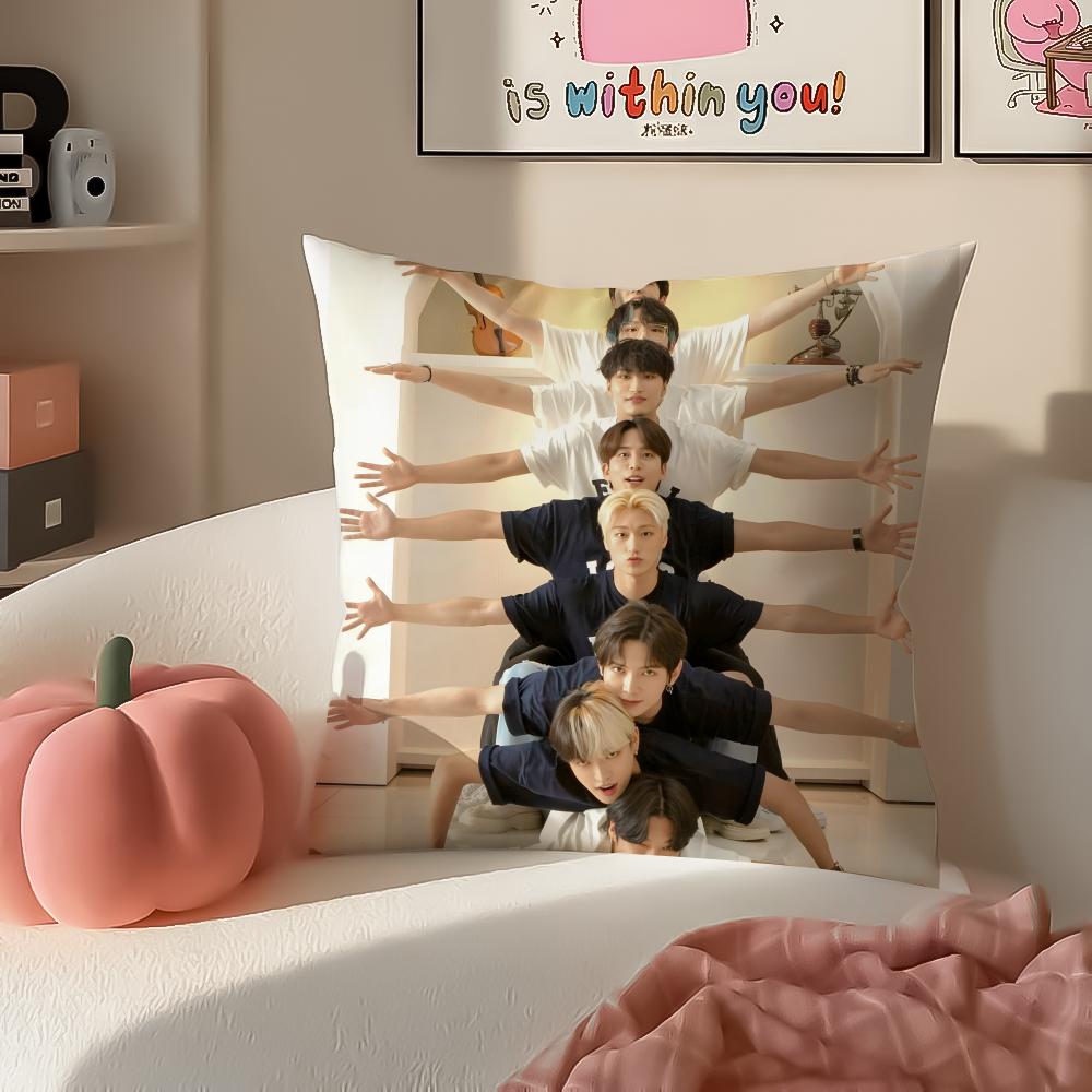 Band dynamic AATEEZ Cushion Cover Pillowcase Short Plush Invisible zipper Room Sofa Cushion Cover