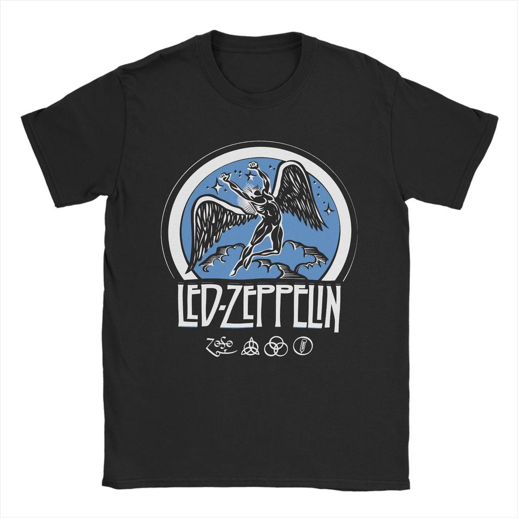 Футболки Led Zeppelin 'The Mother Ship' Мужские Винтажные 100% Хлопок Круглый Вырез Короткий Рукав Футболки Большие Размеры Топы