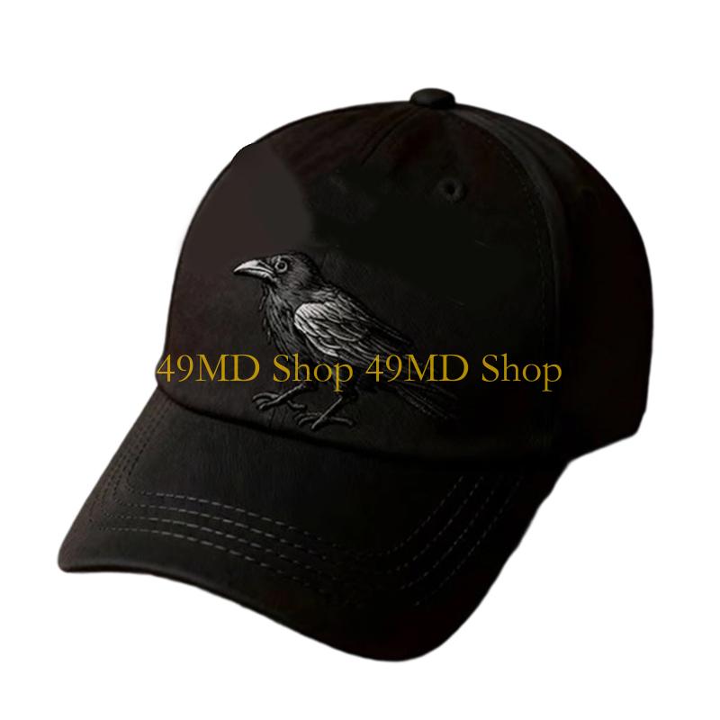 49MD Унисекс Бейсболка с Готической Вышивкой Ворона Регулируемая Snapback Кепка Папы для Повседневной Активности Защита от Солнца на Открытом Воздухе Головной Убор