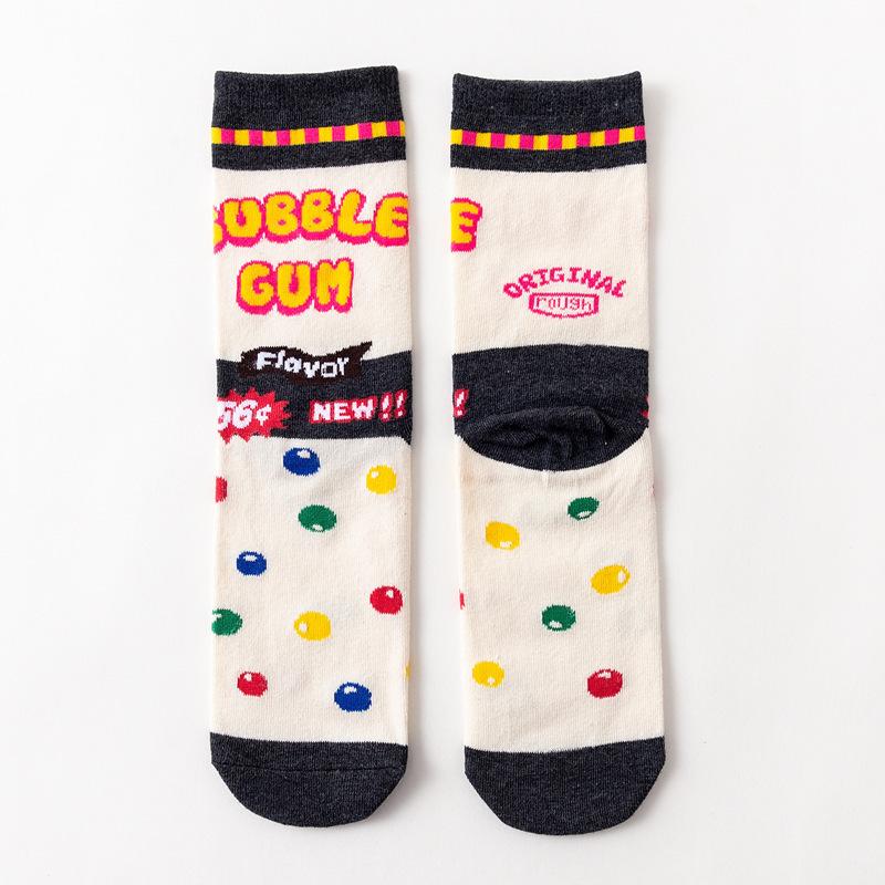 Funny Harajuku Women Casual Cartoon Fruit Sock Hot Sale Banana Avocado Lemon Egg Cookie Donuts Colorful Japanese Skateboard Sock