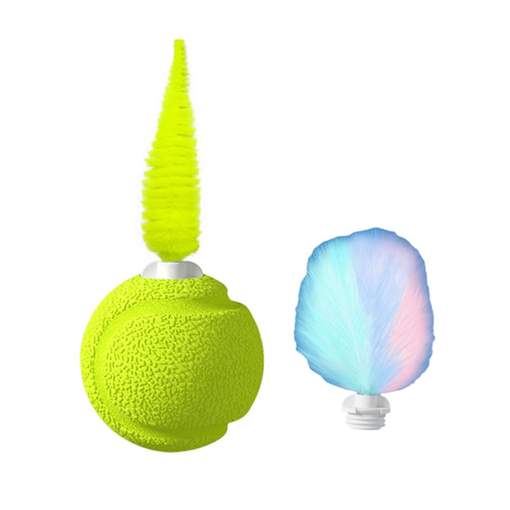With Sound Interactive Cat Ball With Feathers Self-entertainment Training Pet Bouncy Ball TPU Interactive Cat Toy Ball