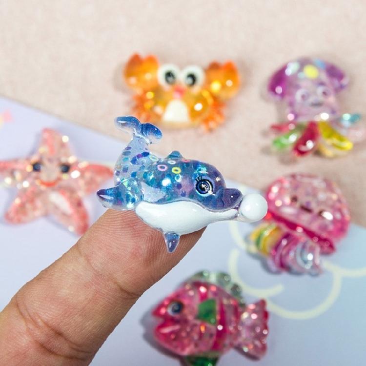 Набор из 2/6 смоляных фигурок морских существ, ornaments для поделок, фоторамок, чехлов для телефонов, скрапбукинга и аксессуаров для волос