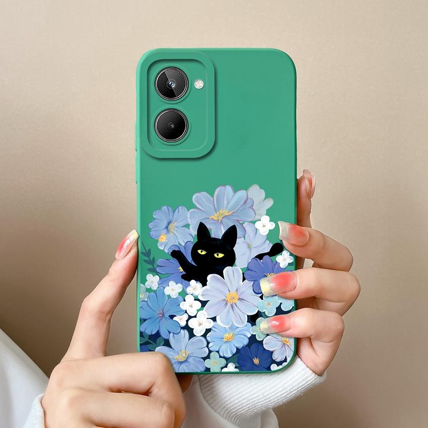 Для Oppo Realme 10 12 12X 11 11X C12 C15 C21 C21Y C31 Чехол для телефона Модный изящный узор с цветами Высококачественный противоскользящий чехол Для Oppo Силиконовый чехол