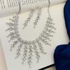 Посеребренные бриллиантовые круглые колье комплект бриллиантовых колье комплект для женщин