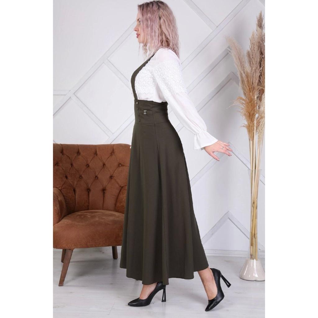 Женская темно-синяя юбка в стиле хиджаб с деталью на пуговицах 1951/106