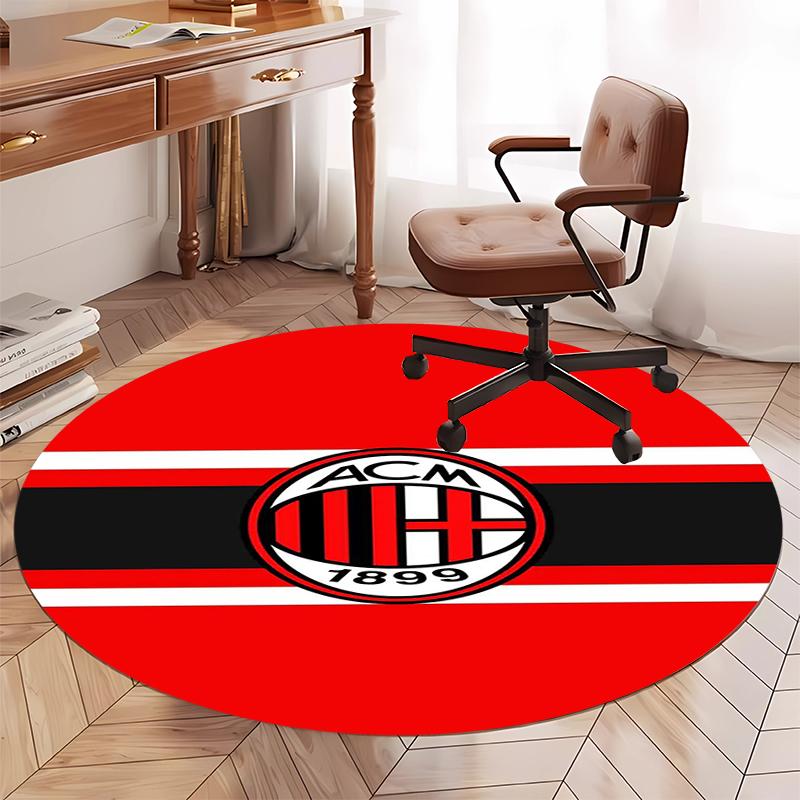 AC Milan Printed Round Rug Carpet Chair Rug Area Rug Entryway Doormats,for Office Chair Living Room Bedroom Kitchen Room.
