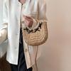 Straw Woven Bag Small Fragrant Style Sling Shoulder Crossbody Bag Hand-held Women's Bag Bow Design Beach Bag AVE