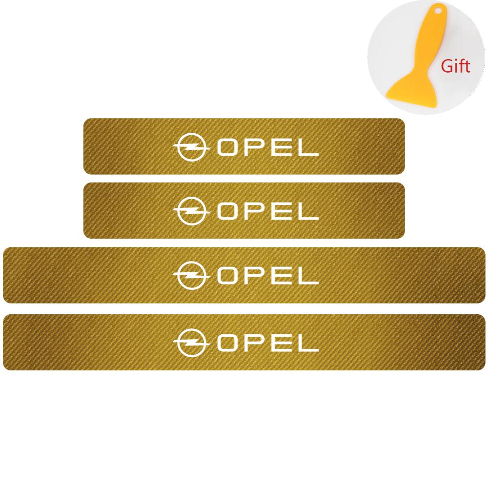 4Pcs Car Door Threshold Guard Stickers Badge Accessories for Opel Astra H G Insignia Antara Ampera Mokka Zafira Corsa Vauxhall VS5
