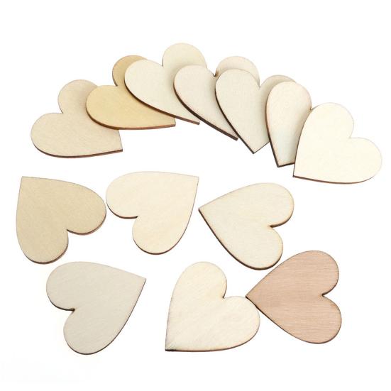100Pcs Wooden Love Heart Shape Embellishment Plaques Wedding Craft 20/30/40mm